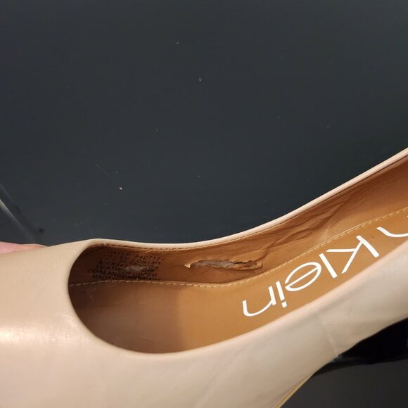 Calvin Klein Nude Leather Pointed-Toe Pumps – Size 7 - Picture 5 of 6